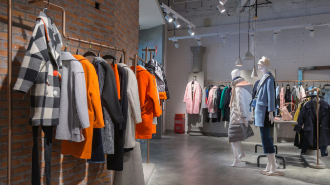 Indoor shopping, fashion women’s clothes