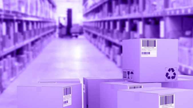 Composite image of group of digitally generated brown cardboard