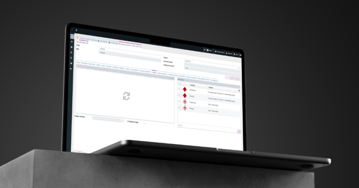 laptop showing wms software on a screen